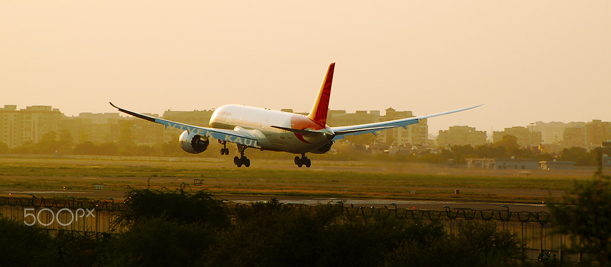 Nikon D50 + Nikon AF-S Nikkor 70-300mm F4.5-5.6G VR sample photo. Air india 787-8 dreamliner vt-anq @ del photography