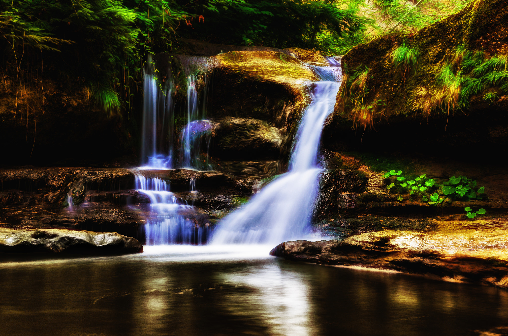 Nikon D5100 + Sigma 18-250mm F3.5-6.3 DC OS HSM sample photo. Mysterious waterfall in the forest photography