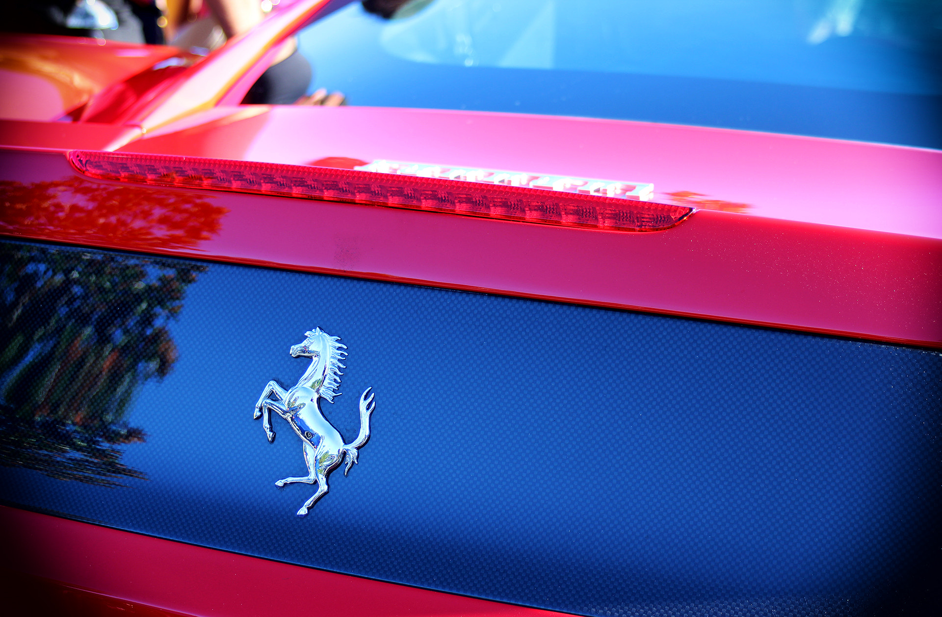 Canon EF 35-80mm f/4-5.6 sample photo. Ferrari tail logo photography