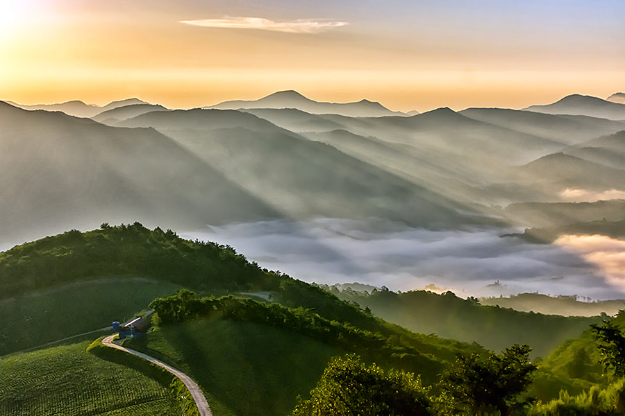 Sigma 50-500mm F4.5-6.3 DG OS HSM sample photo. Morning sunlight over mountains photography