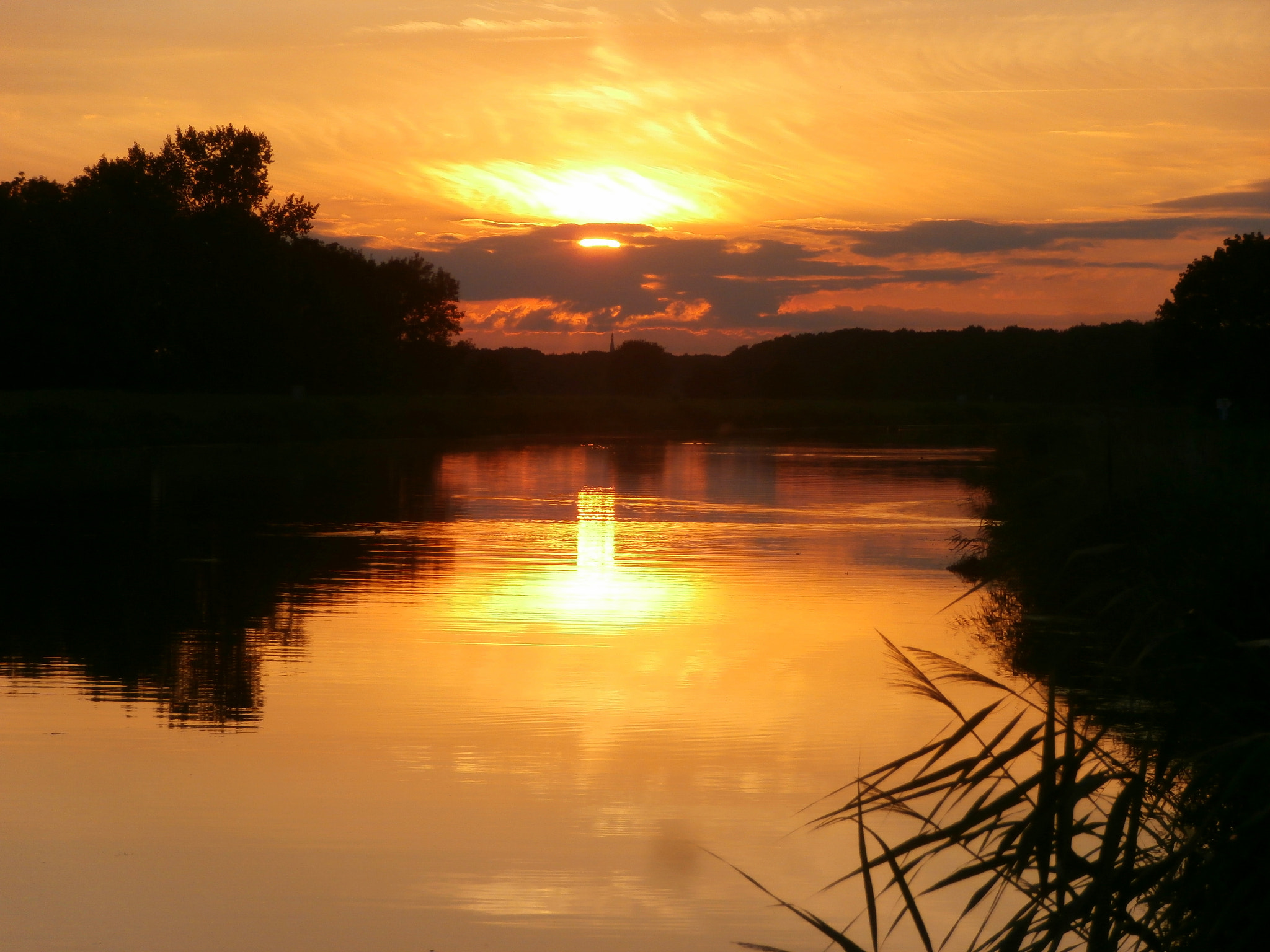 Olympus VR340,D750 sample photo. Sunset over de oude ijssel photography