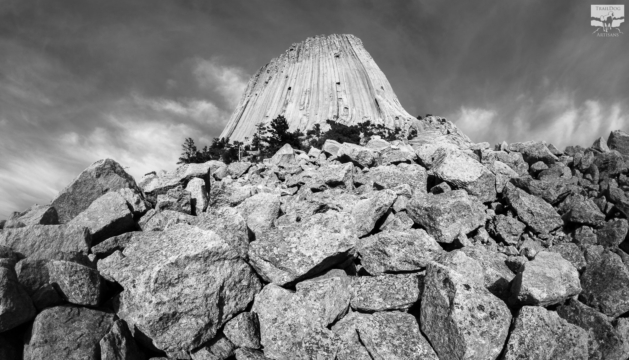 Nikon D5200 + Samyang 8mm F3.5 Aspherical IF MC Fisheye sample photo. "devils tower from boulder field" photography