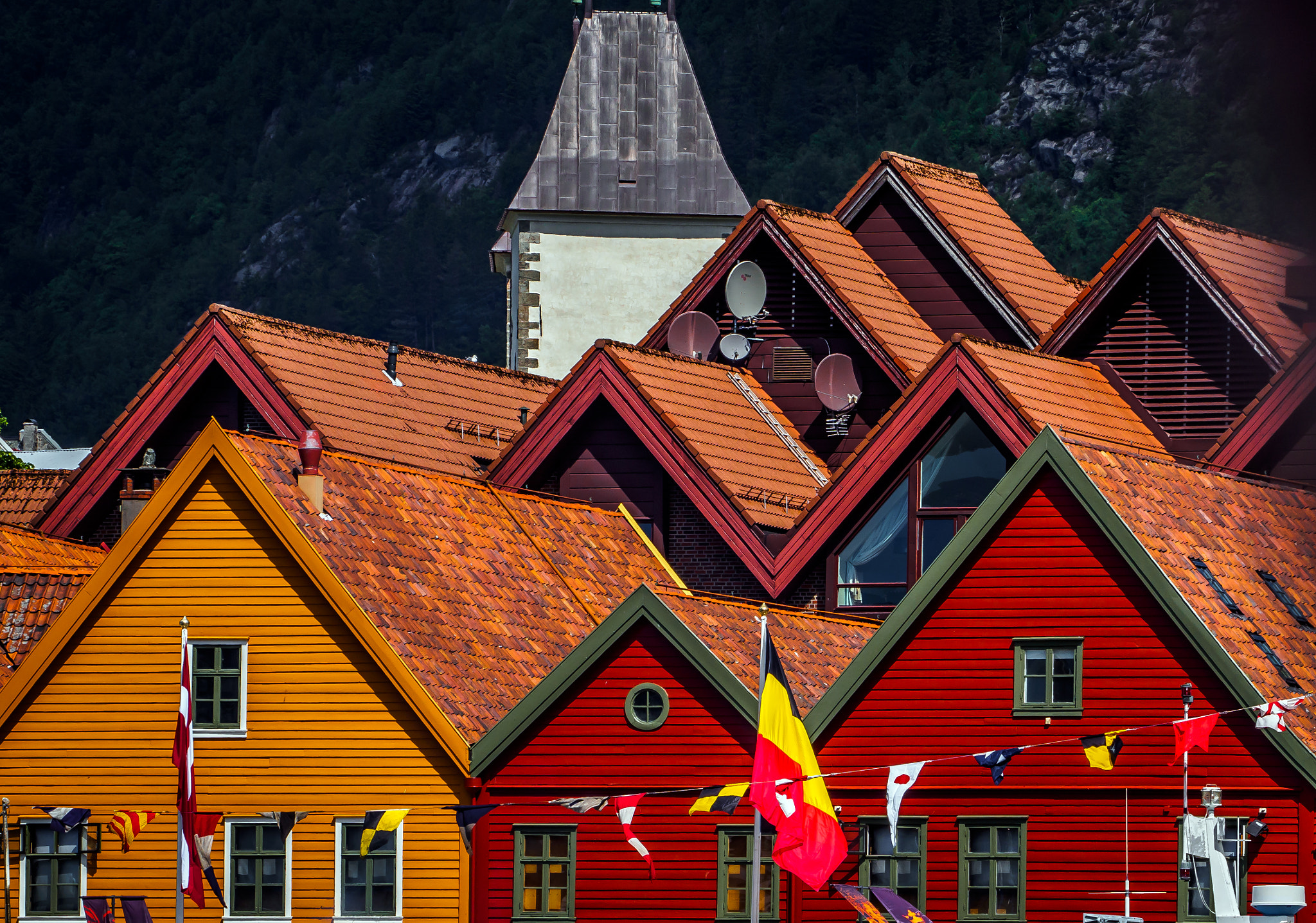 Olympus OM-D E-M10 sample photo. Bergen - roof tops photography