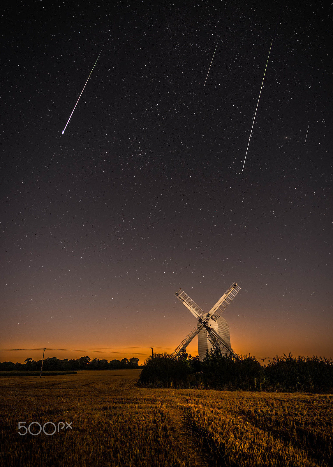Samyang 12mm F2.8 ED AS NCS Fisheye sample photo. Chillenden windmill during the perseids 2016 photography