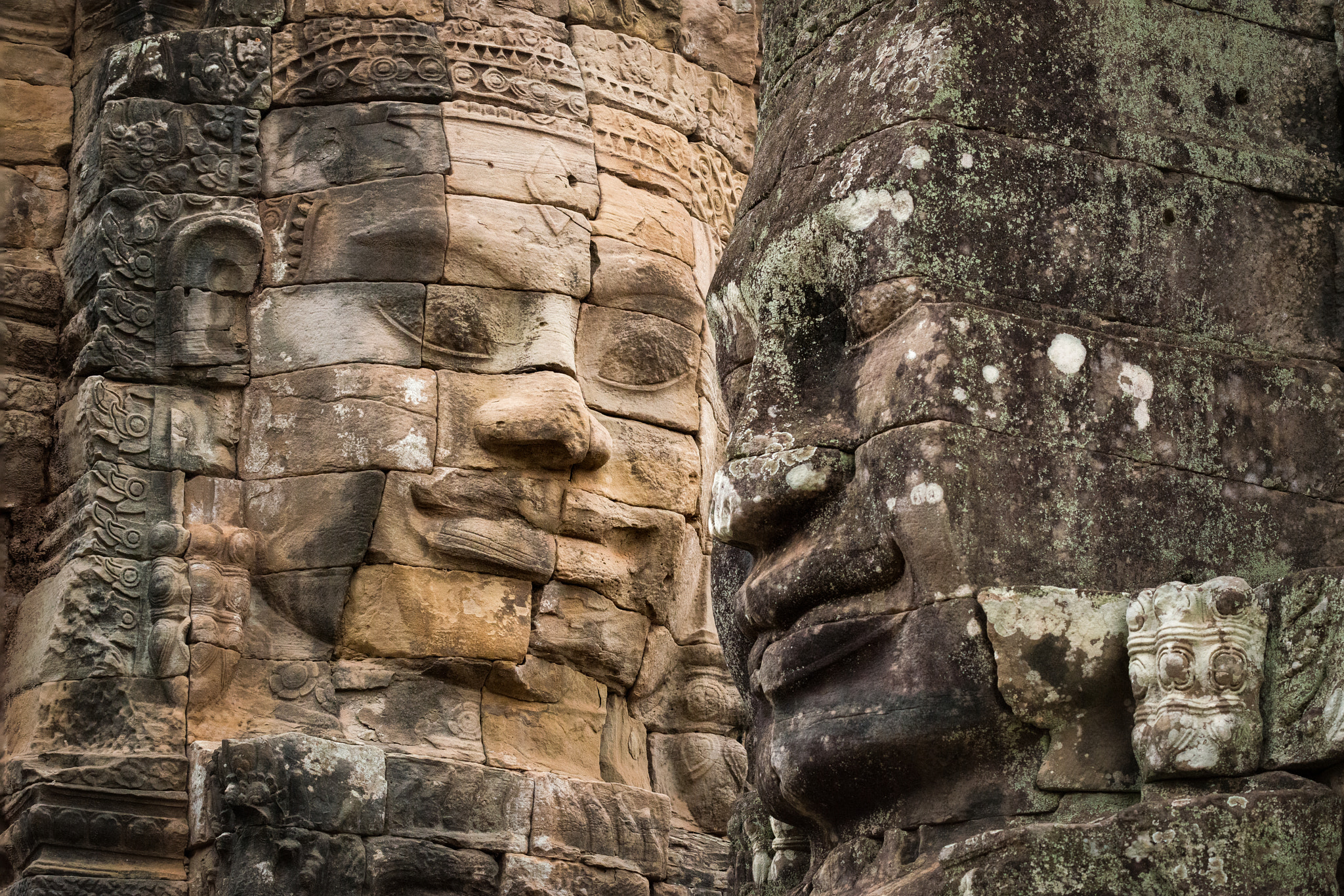 Nikon AF-S Nikkor 70-200mm F4G ED VR sample photo. Faces of bayon, angkor thom temple, cambodia photography