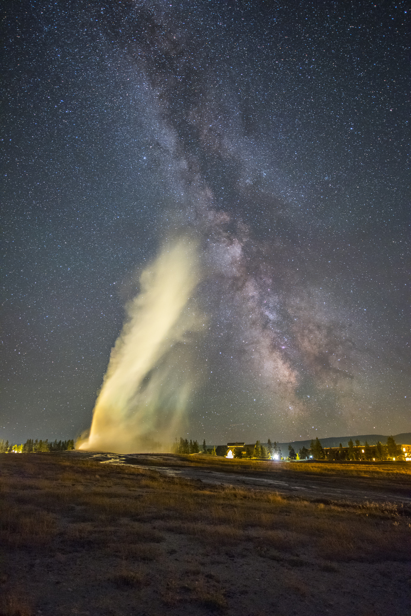 Nikon D810A + Nikon AF-S Nikkor 14-24mm F2.8G ED sample photo. Old faithful milky way photography