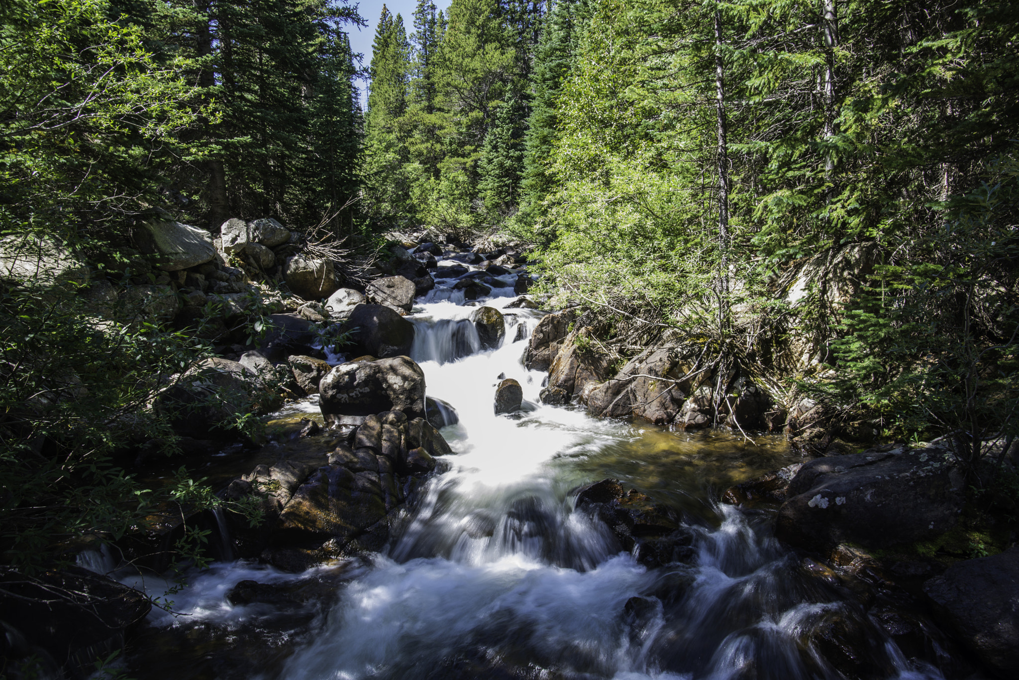 Nikon D600 + Nikon AF-S Nikkor 20mm F1.8G ED sample photo. Mountain stream headed to nederland photography