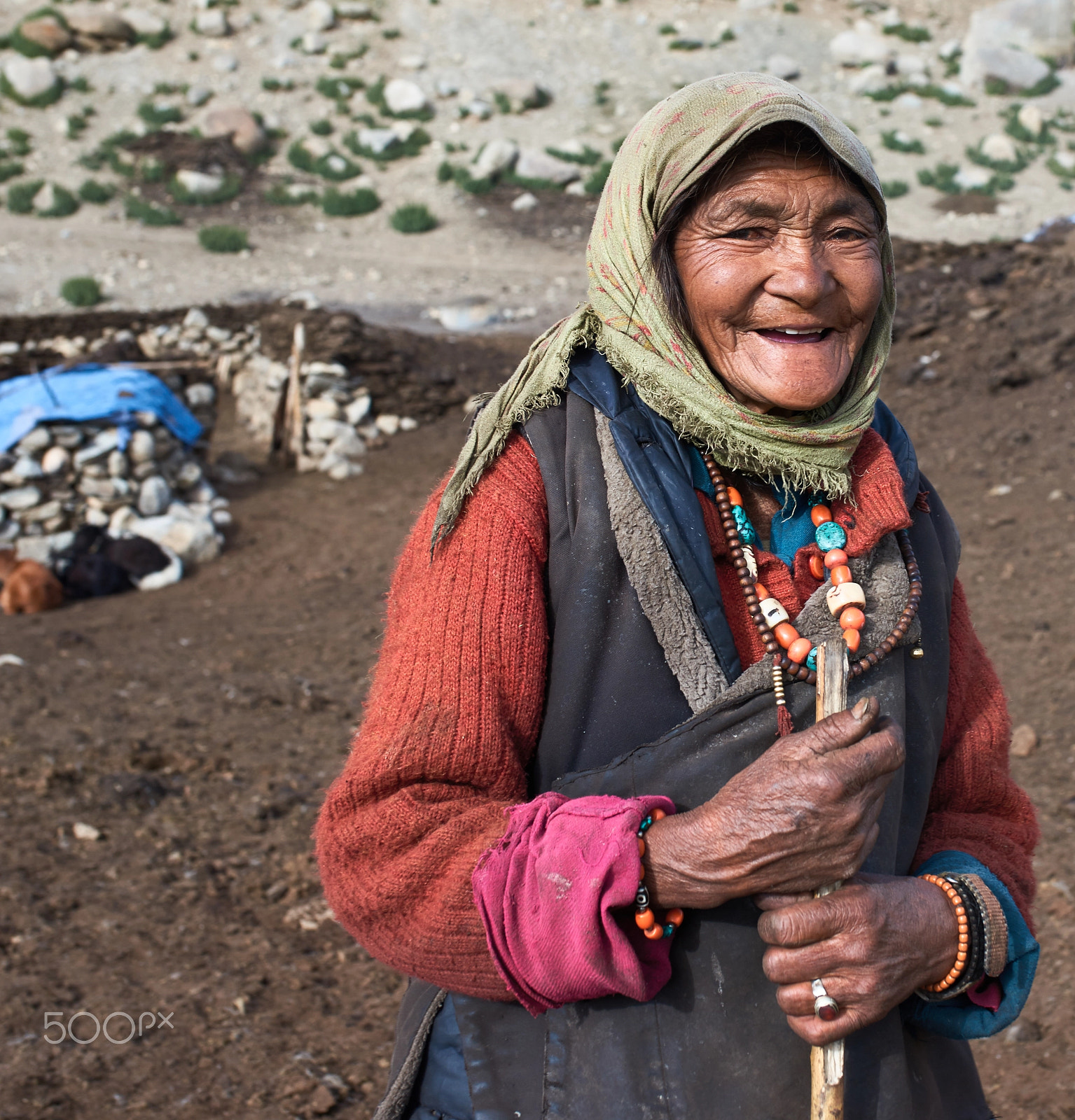 Sony a99 II + 35mm F1.4 sample photo. A nomad lady in front of her house photography