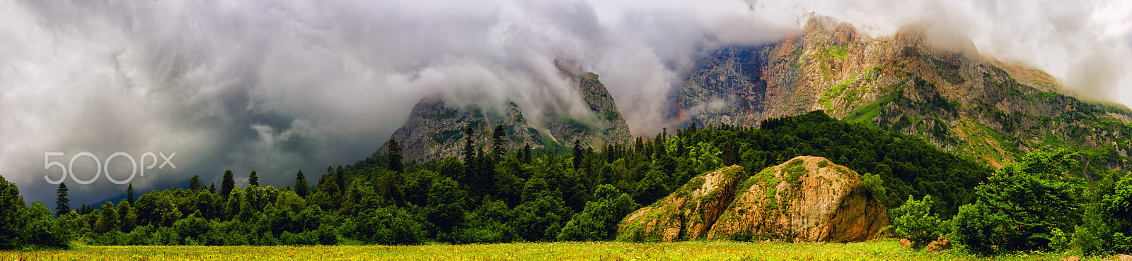 Sony SLT-A65 (SLT-A65V) sample photo. Mountain panorama, forest and clouds. photography