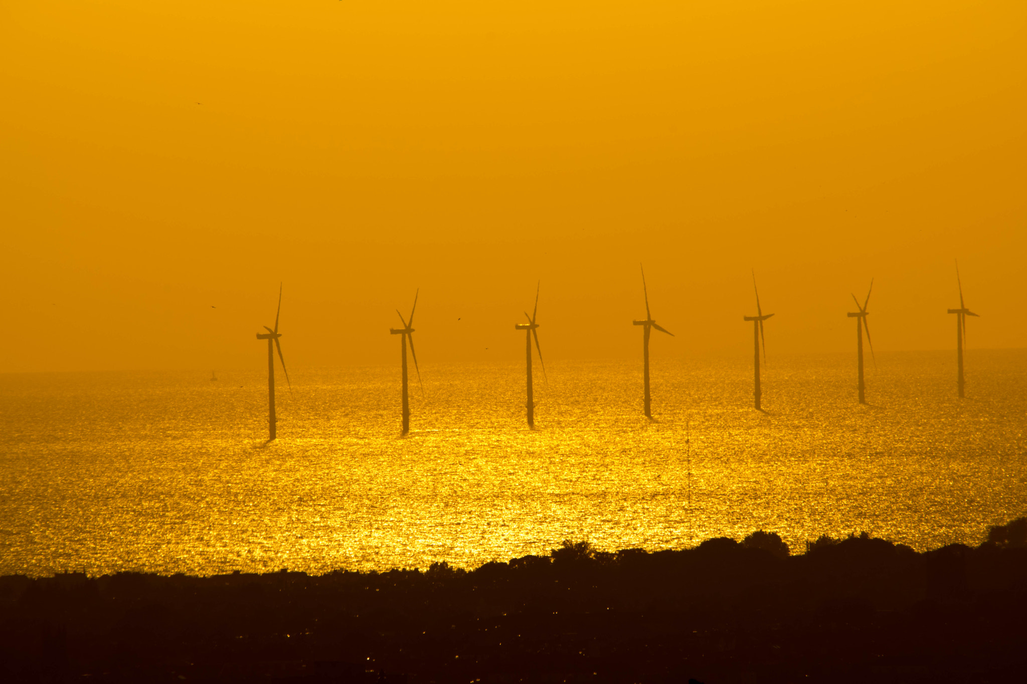 Sigma 150-500mm F5-6.3 DG OS HSM sample photo. Sunset over the wirral wind farm photography