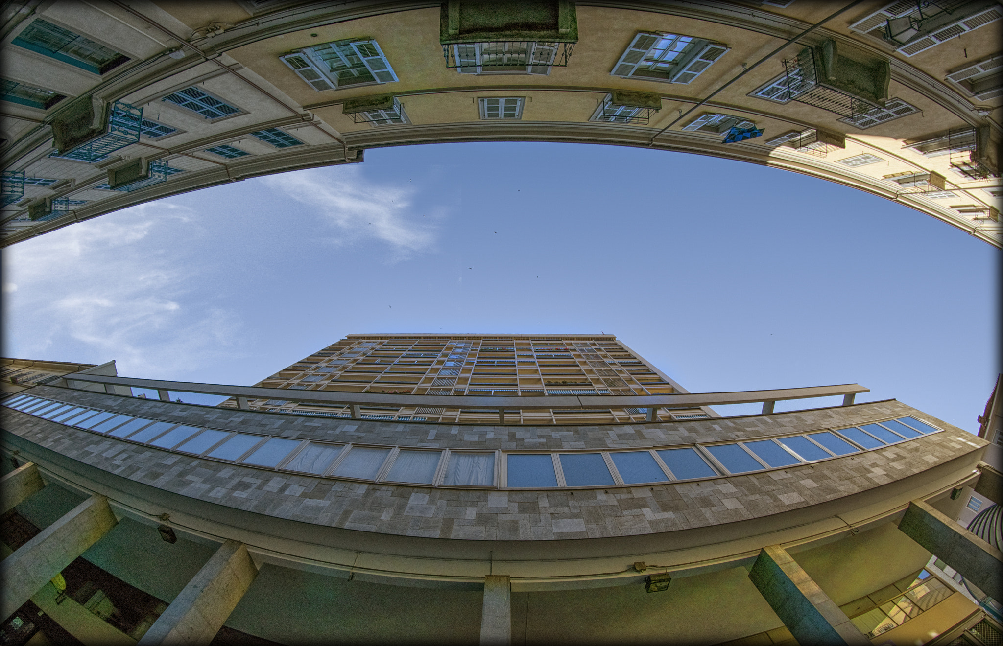 Nikon D5300 + Samyang 8mm F3.5 Aspherical IF MC Fisheye sample photo. The skyscraper, in my town (the only) photography