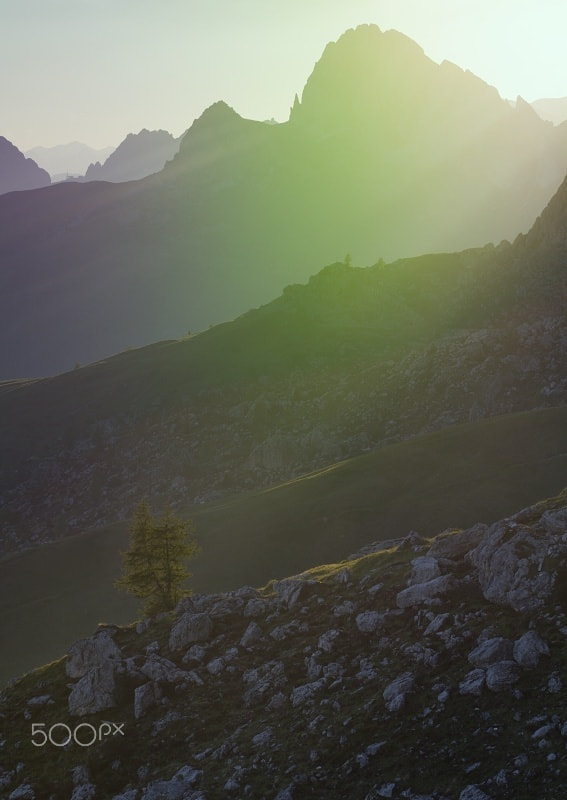 70.00 - 300.00 mm f/4.0 - 5.6 sample photo. Evening in the passo di giau photography