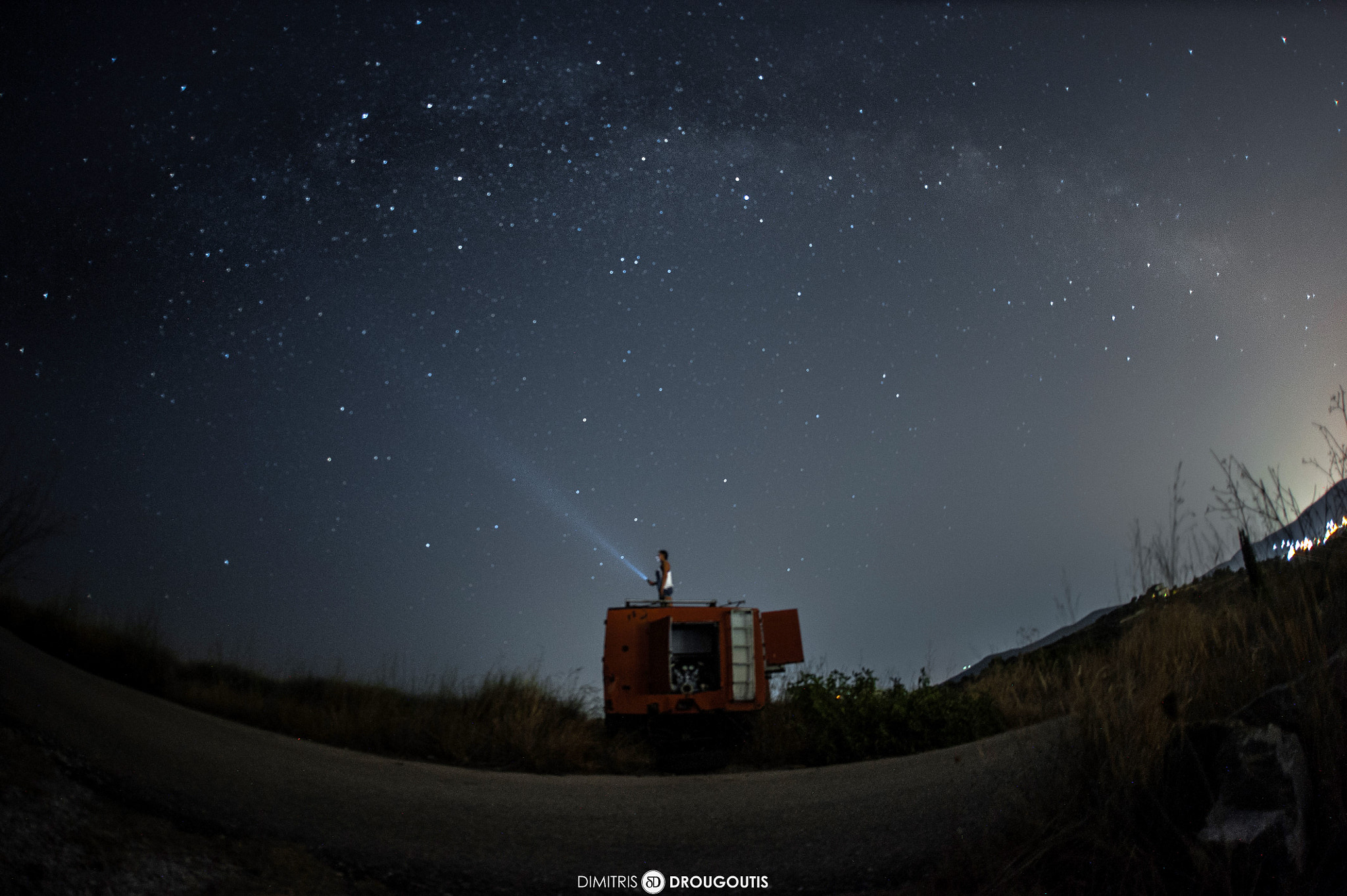 Nikon D3 + Sigma 15mm F2.8 EX DG Diagonal Fisheye sample photo. Firetruck milky way photography