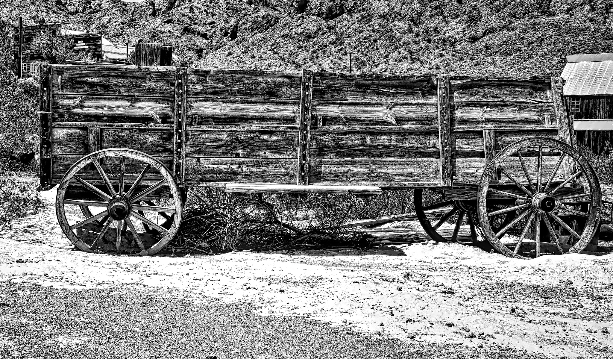 Hasselblad Lunar sample photo. Old ore wagon in b&w photography