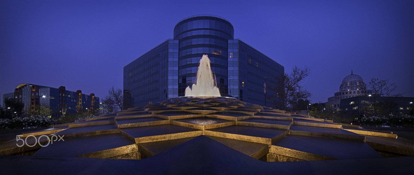 Nikon D3 sample photo. Fountain shot during blue period photography
