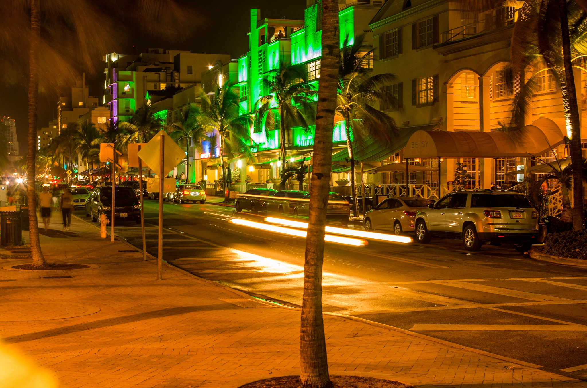 Pentax K-01 sample photo. Miami beach ocean drive at night photography