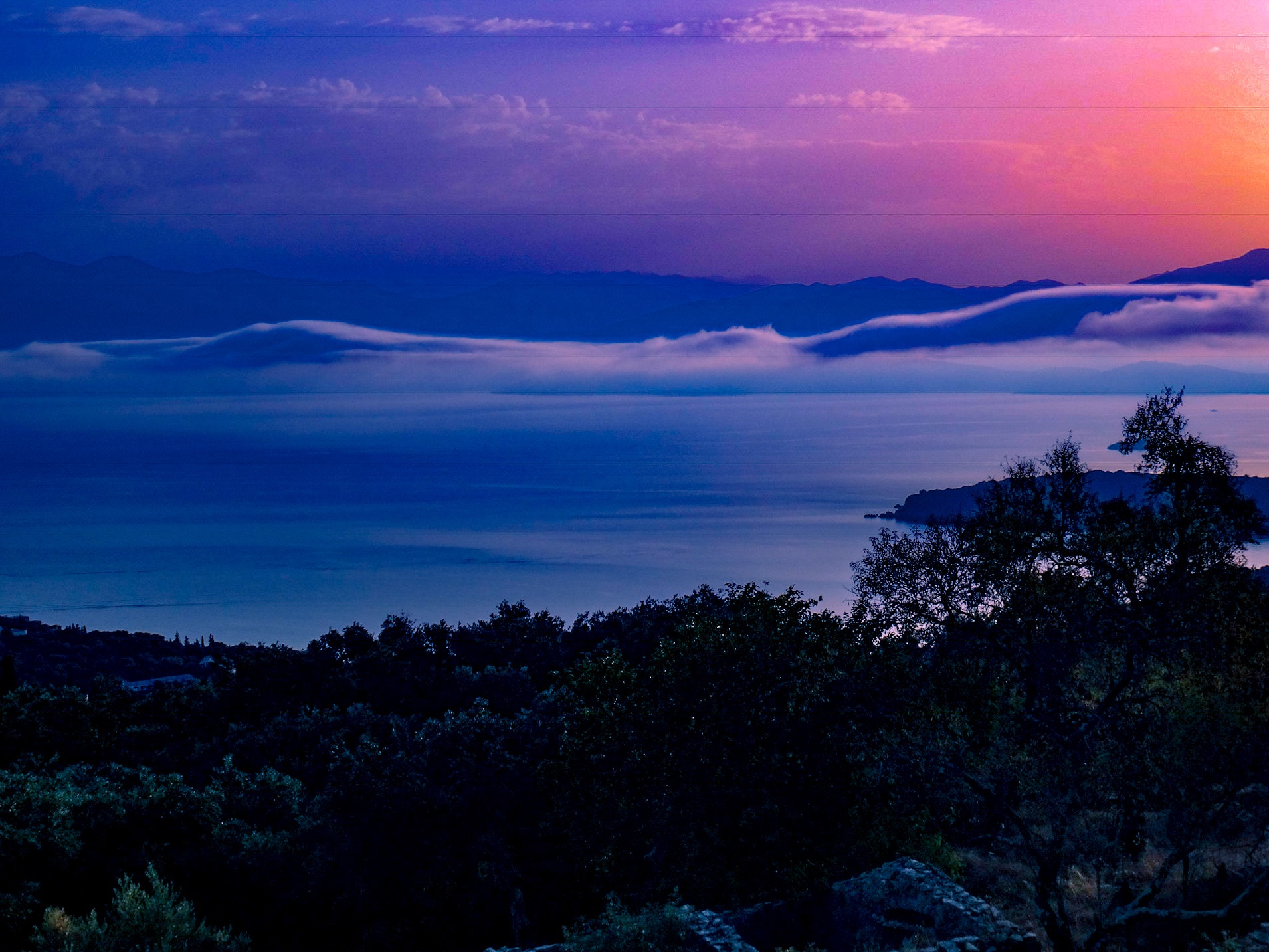 Sony Cyber-shot DSC-TX30 sample photo. Just before dawn, looking towards albania and the ionian sea from corfu photography