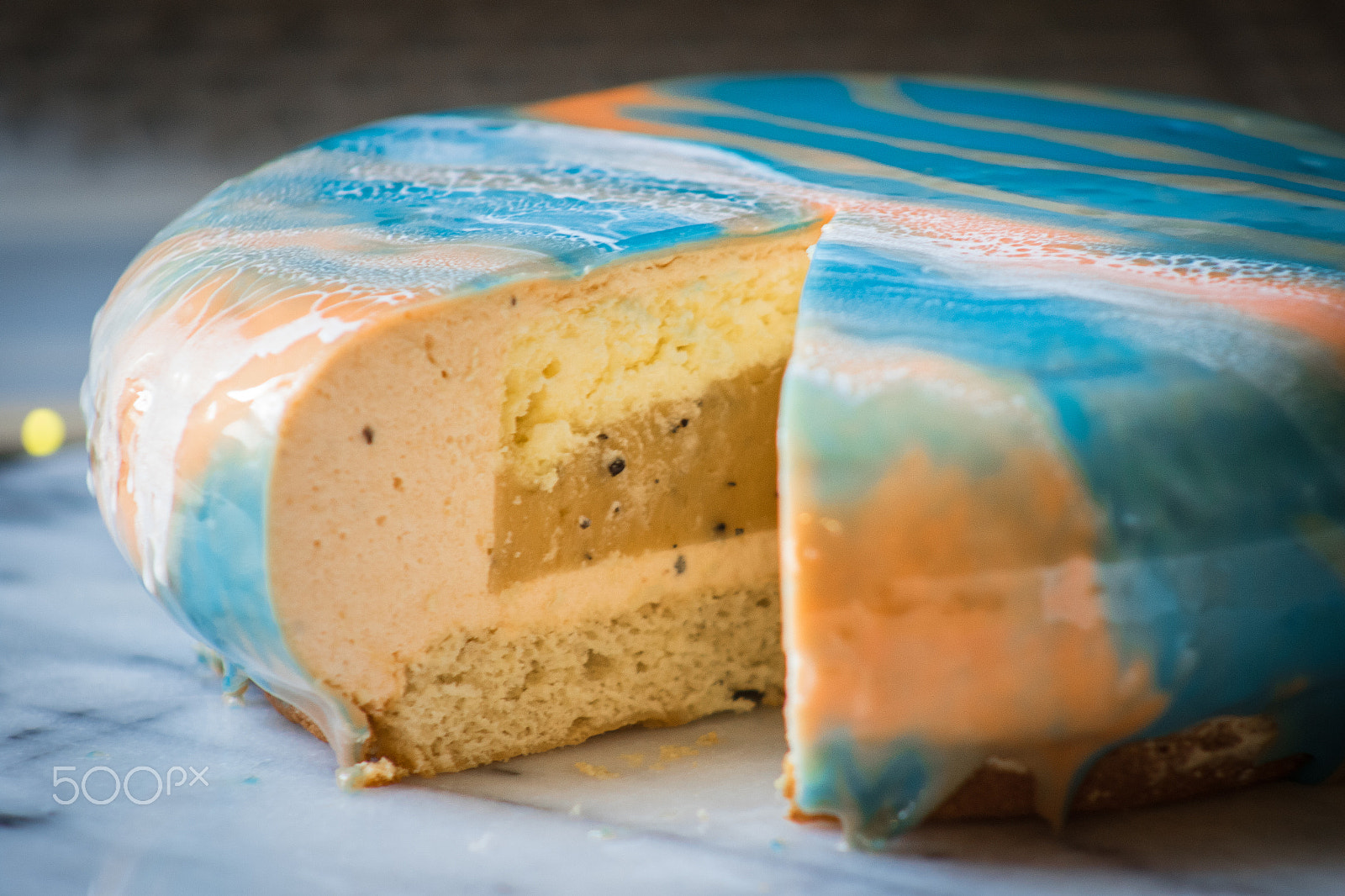 Canon EF 75-300mm f/4-5.6 USM sample photo. Honey apricot mousse cake photography