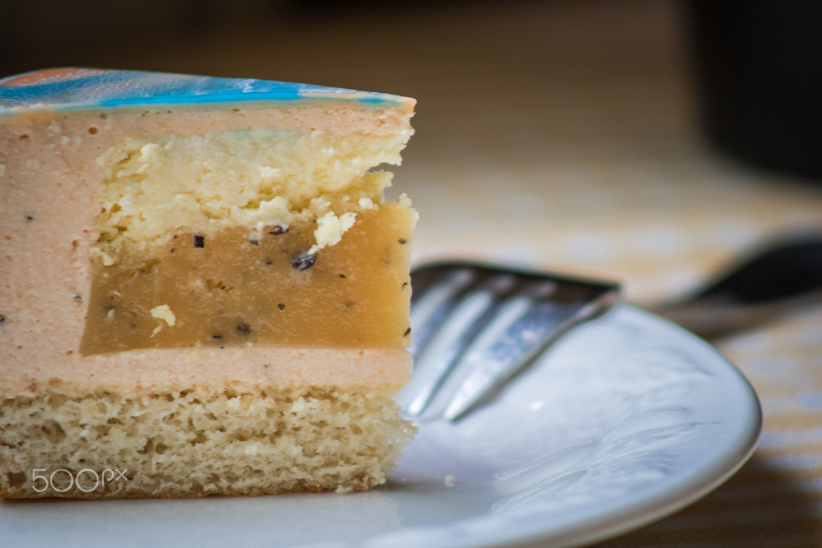 Canon EF 75-300mm f/4-5.6 USM sample photo. Honey apricot mousse cake photography