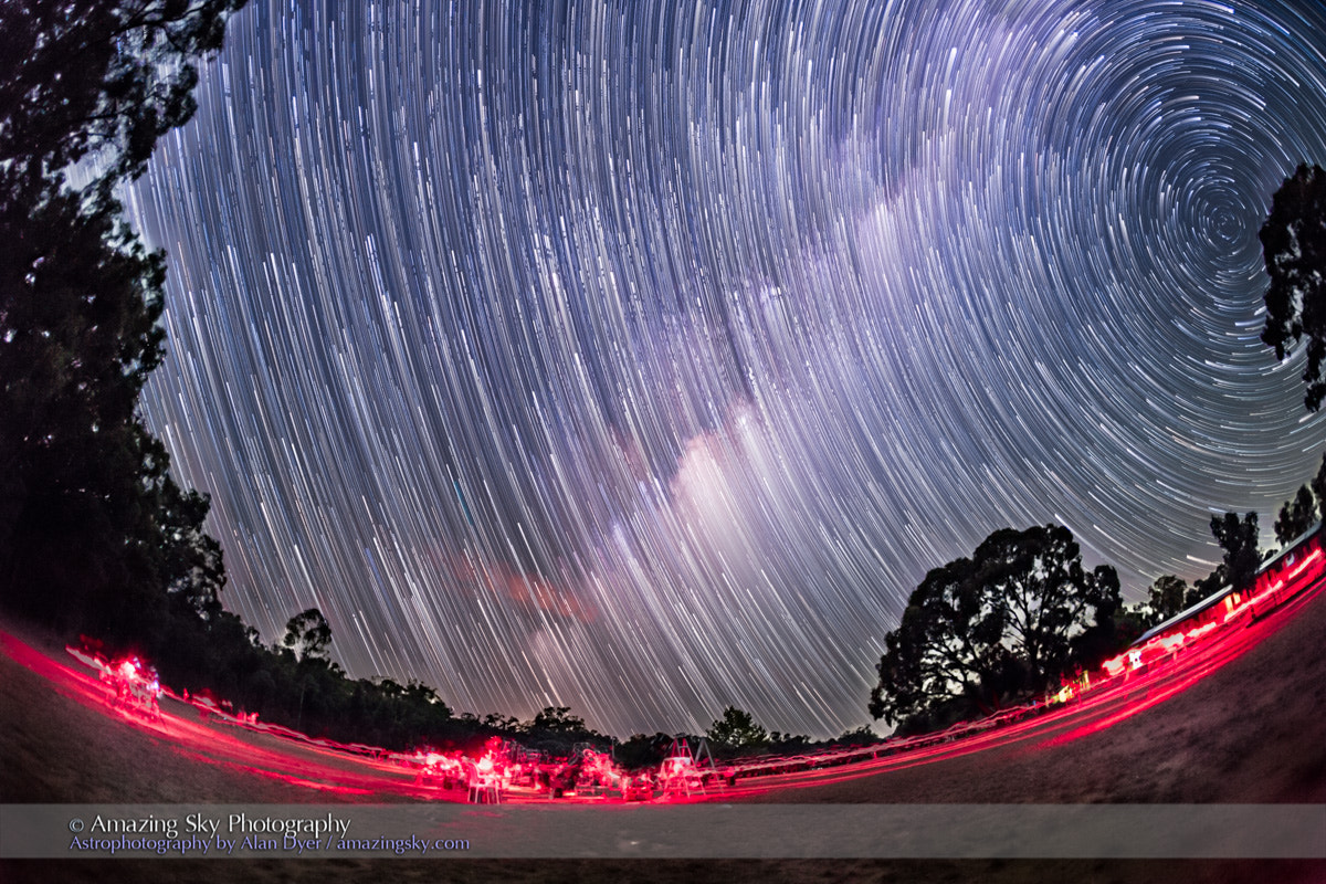 Canon EOS 6D + Canon EF 15mm F2.8 Fisheye sample photo. Southern sky star trails - ozsky looking east photography