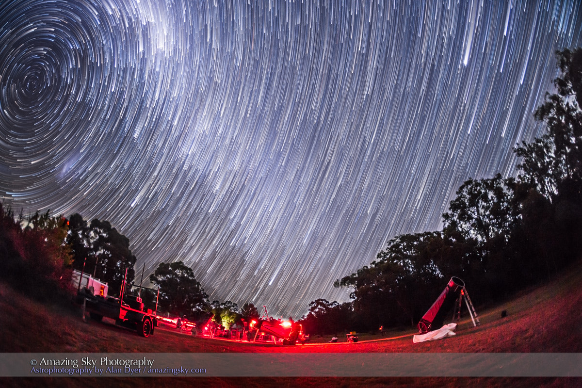 Canon EOS 6D + Canon EF 15mm F2.8 Fisheye sample photo. Southern sky star trails - ozsky looking west photography