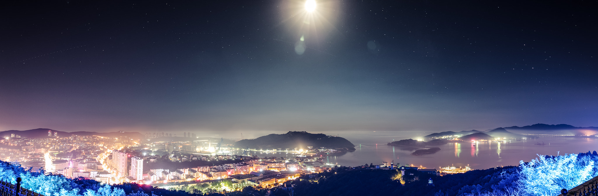 Pentax K-01 sample photo. Panorama - lushun at night photography