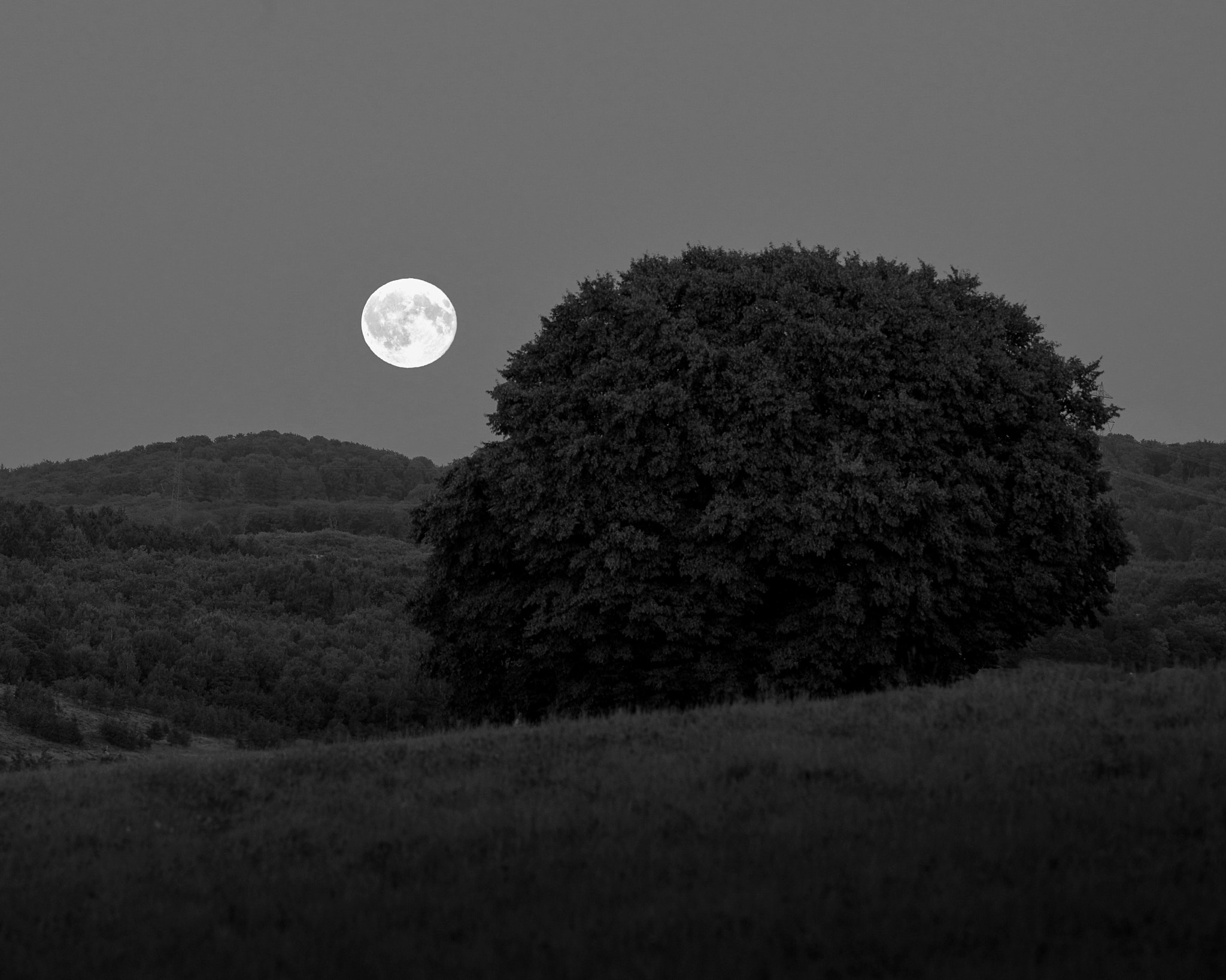 Phase One IQ3 100MP sample photo. Moonrise over the hills photography