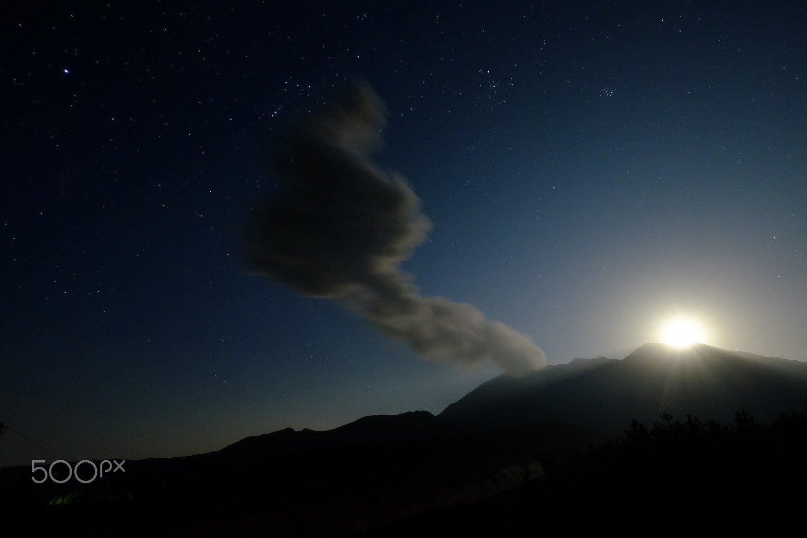 ZEISS Touit 12mm F2.8 sample photo. Moonset in the volcano photography
