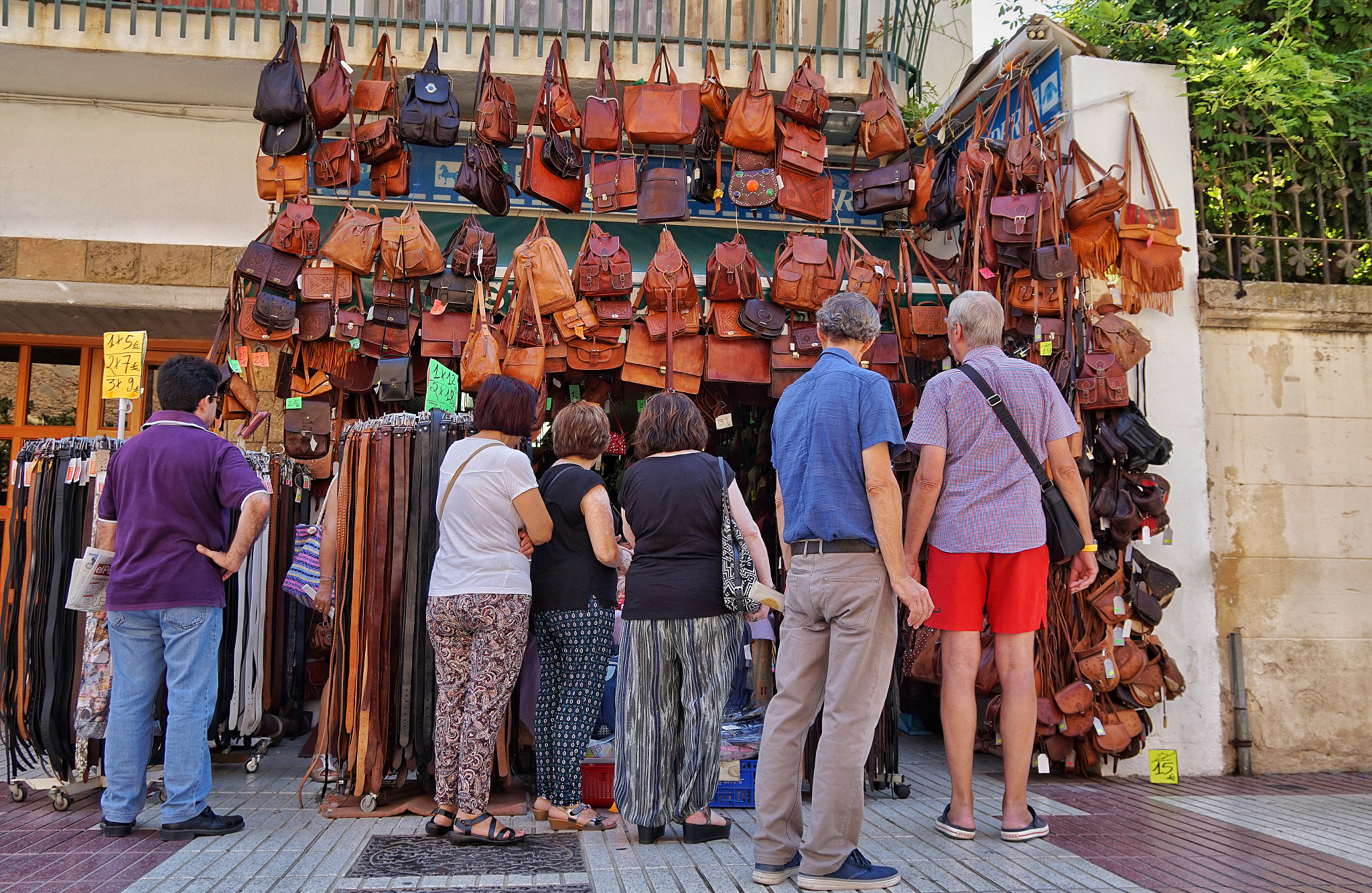 Sony Alpha QX1 sample photo. Leather store in calella, barcelona photography