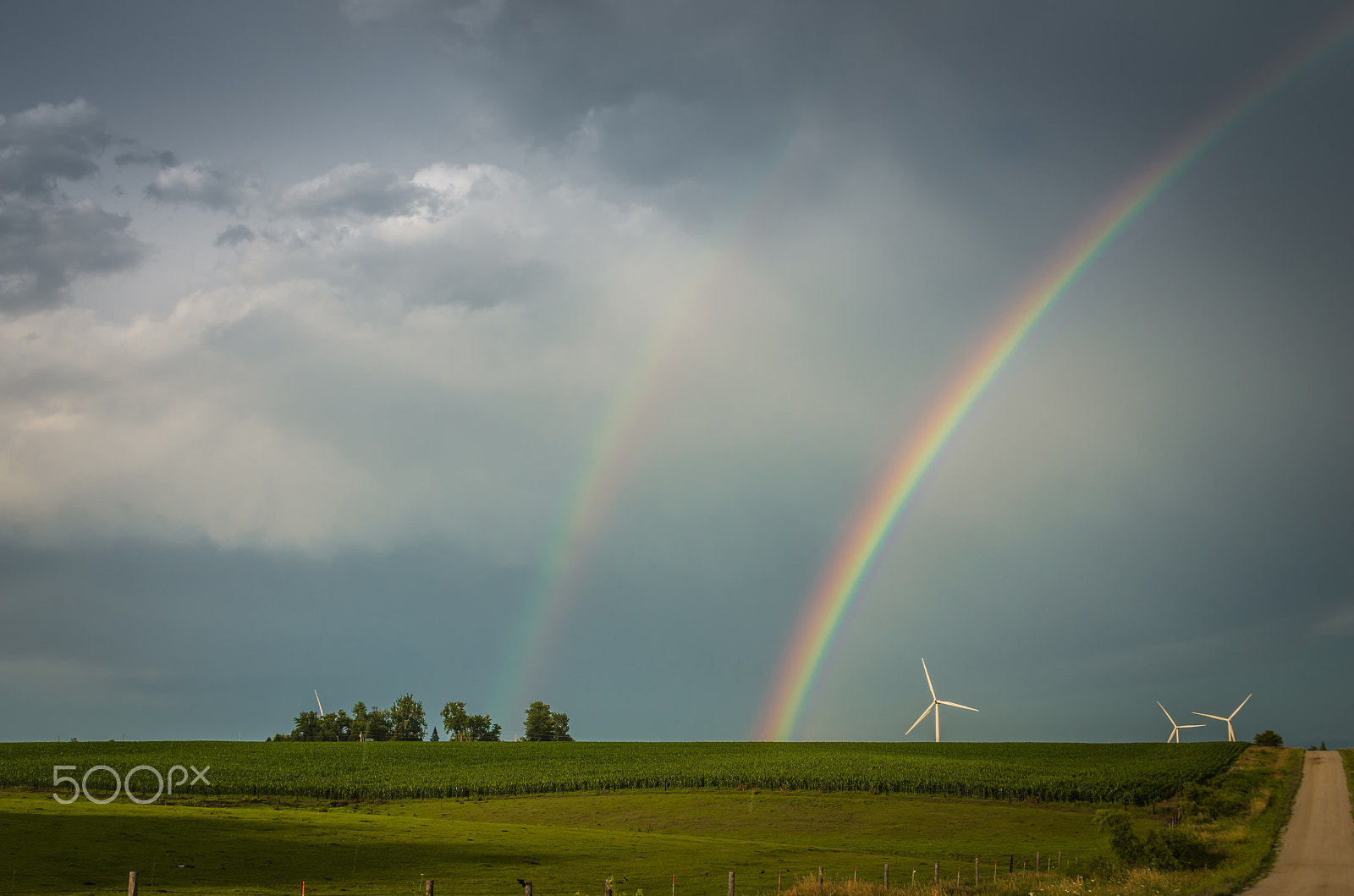 Pentax K-5 IIs sample photo. Wind farm rainbow 1 photography