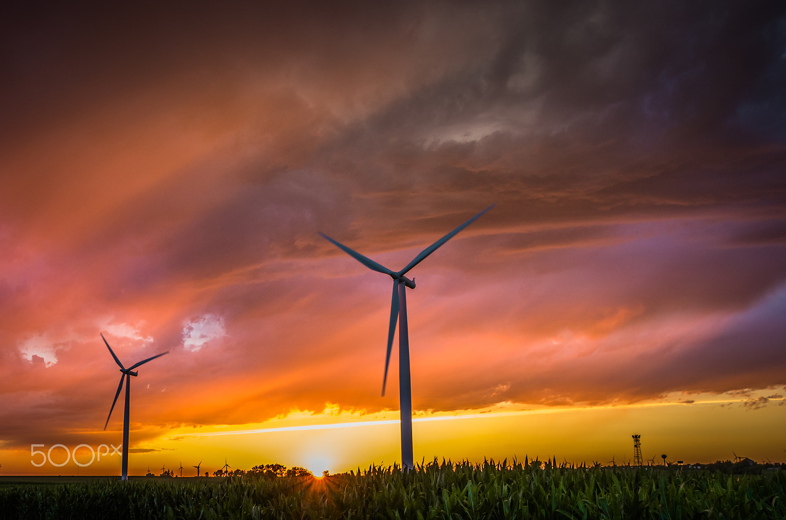 Pentax K-5 IIs sample photo. Wind farm sunset 2 photography