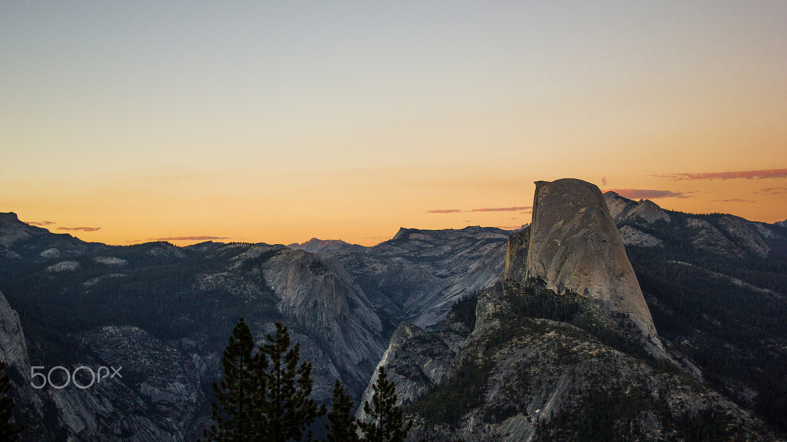 Canon EF-S 18-55mm F3.5-5.6 II sample photo. Half dome at dusk (offset) photography