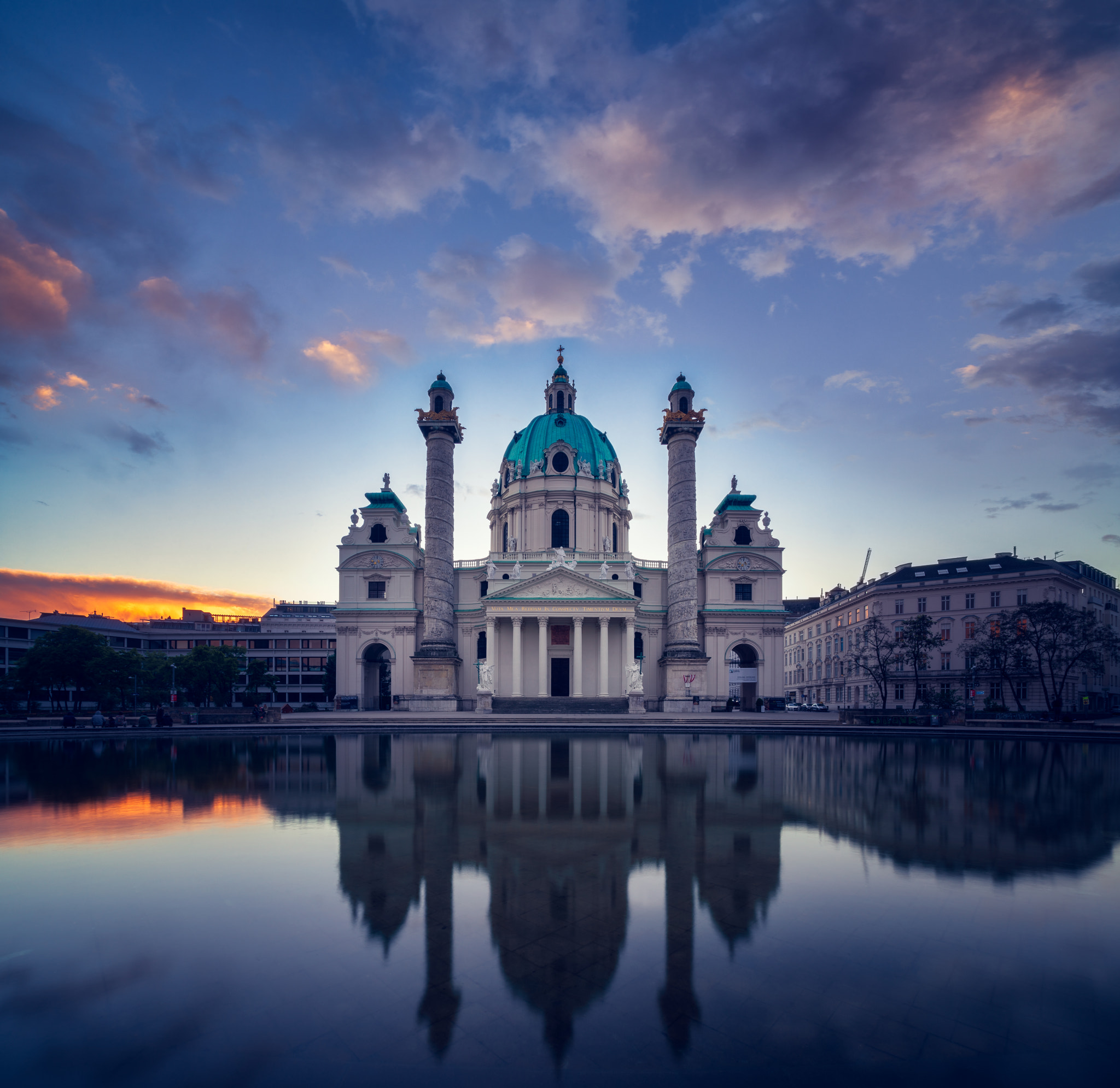 Sony a7R II + Sony Vario-Sonnar T* 16-35mm F2.8 ZA SSM sample photo. Karlskirche at sunset photography