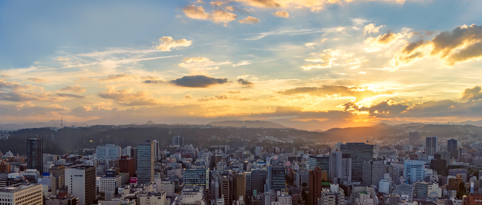 Canon EF 20-35mm F3.5-4.5 USM sample photo. Sunset over sendai photography