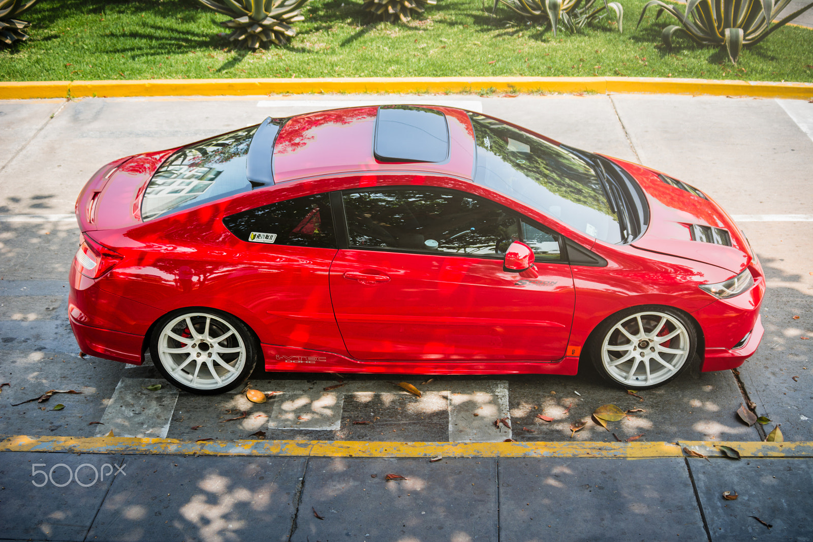 AF Zoom-Nikkor 28-80mm f/3.3-5.6G sample photo. Honda civic, lady in red. photography