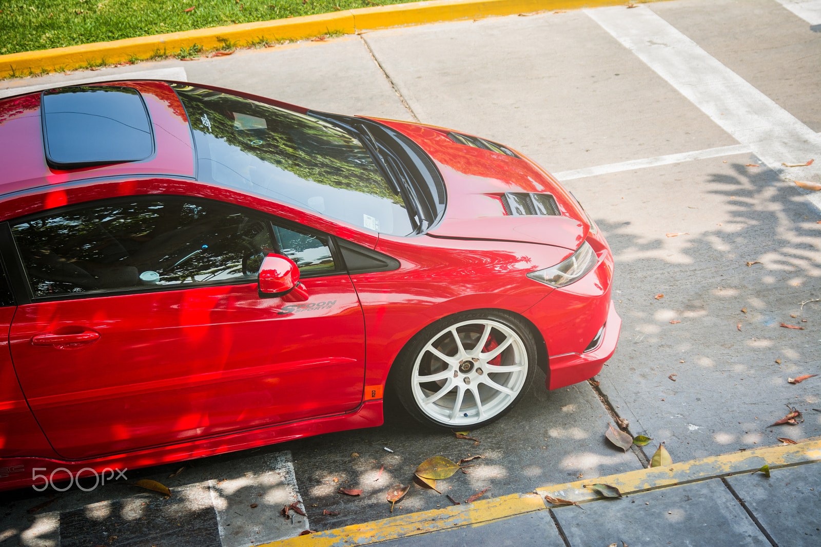 AF Zoom-Nikkor 28-80mm f/3.3-5.6G sample photo. Honda civic, lady in red. photography
