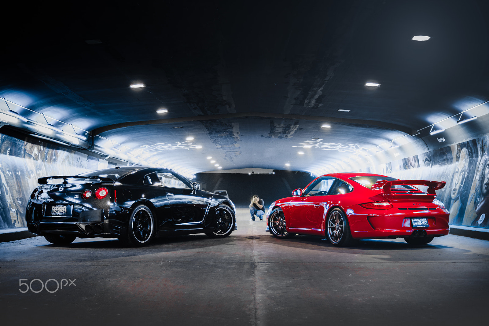 AF Zoom-Nikkor 28-80mm f/3.3-5.6G sample photo. Nissan gt-r r35 vs porsche gt3. photography