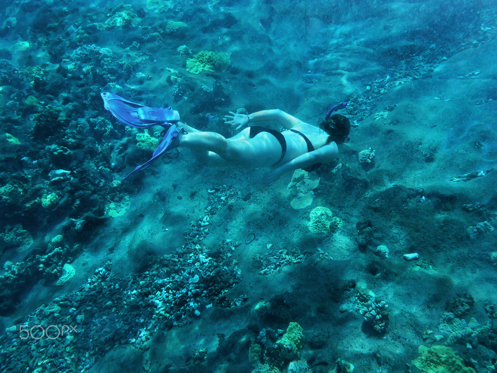 Panasonic Lumix DMC-TS5 (Lumix DMC-FT5) sample photo. Woman snorkeling near coral reef. photography