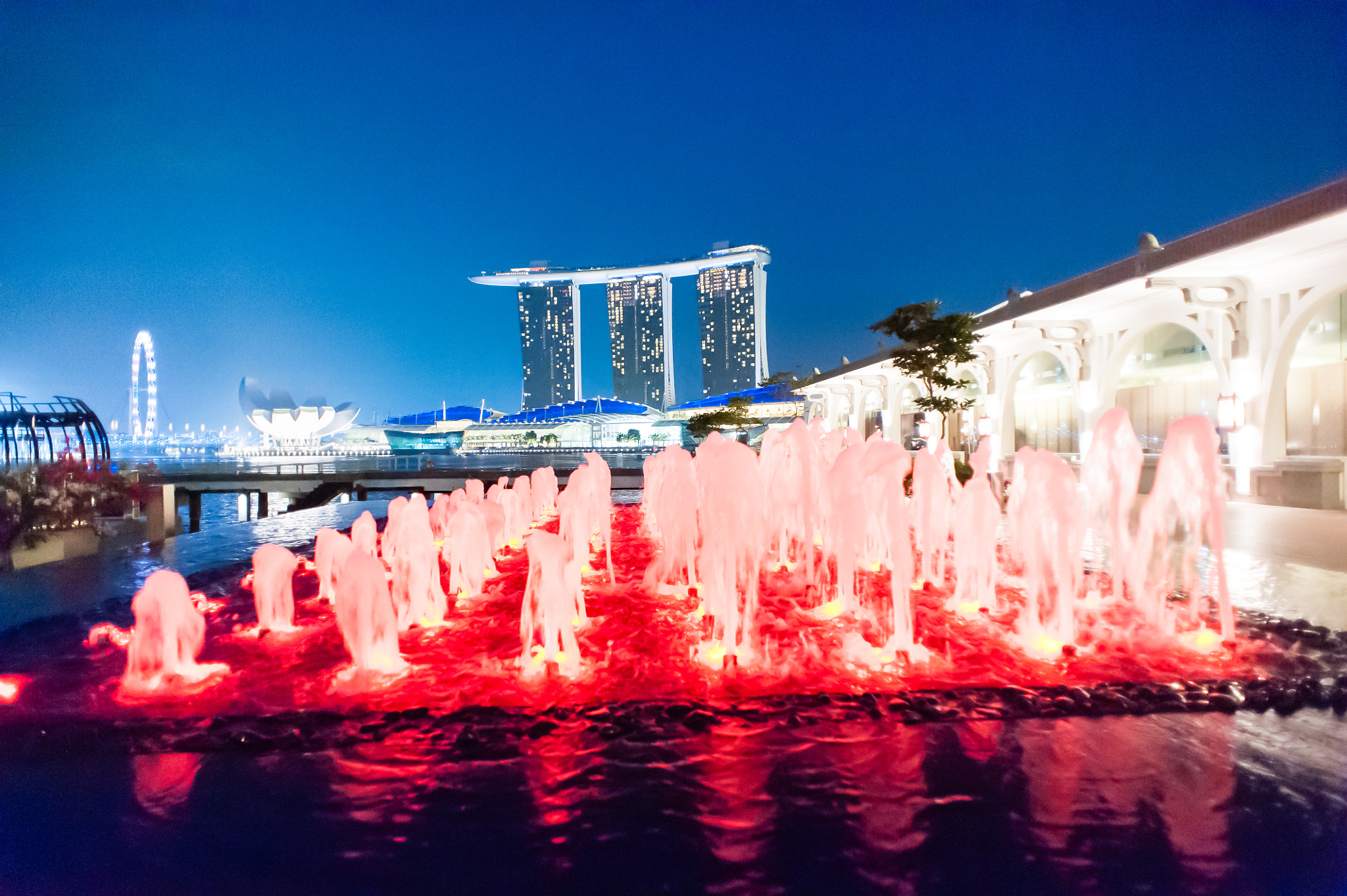 Nikon D700 + Nikon AF Nikkor 20mm F2.8D sample photo. Singapore marina bay sands hotel photography