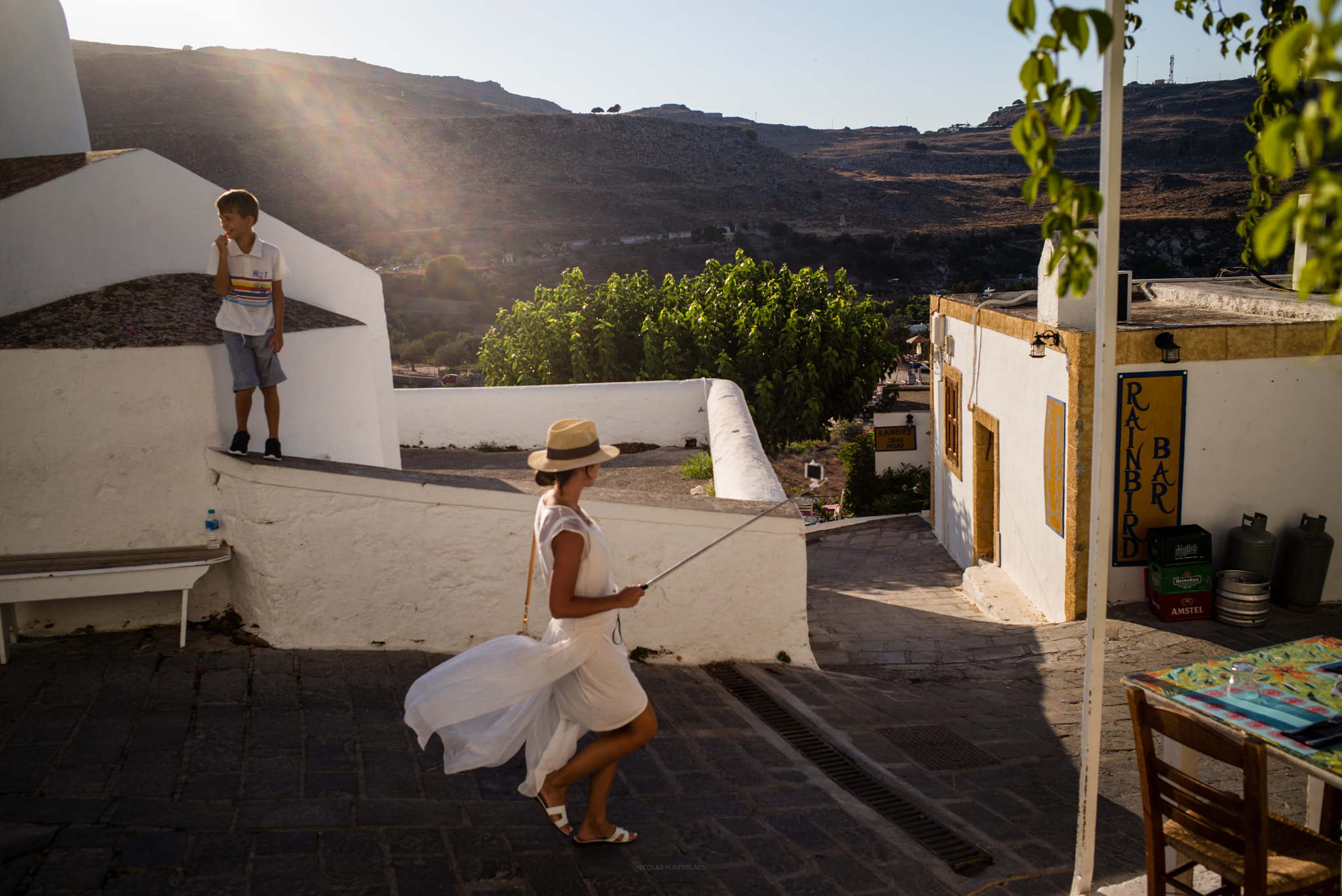 Leica Elmarit-M 28mm F2.8 ASPH sample photo. The lady in selfie - lindos, rhodos photography