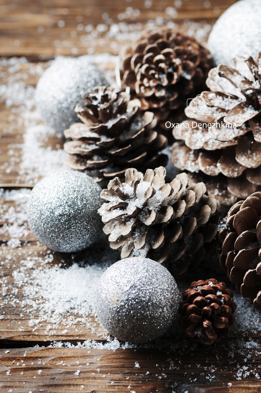 White balls and cones on the wooden table