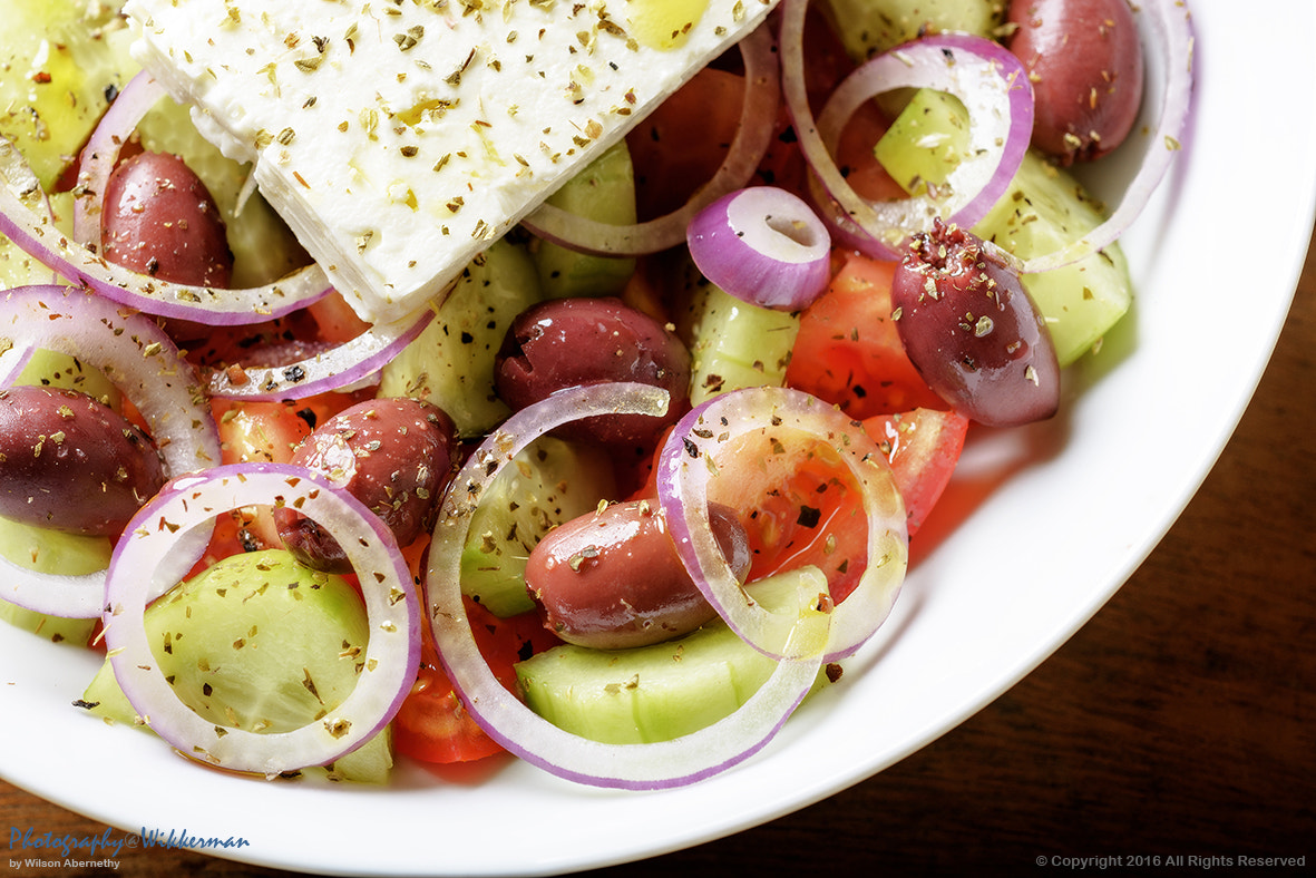 Nikon PC-E Micro-Nikkor 85mm F2.8D Tilt-Shift sample photo. Greek salad photography