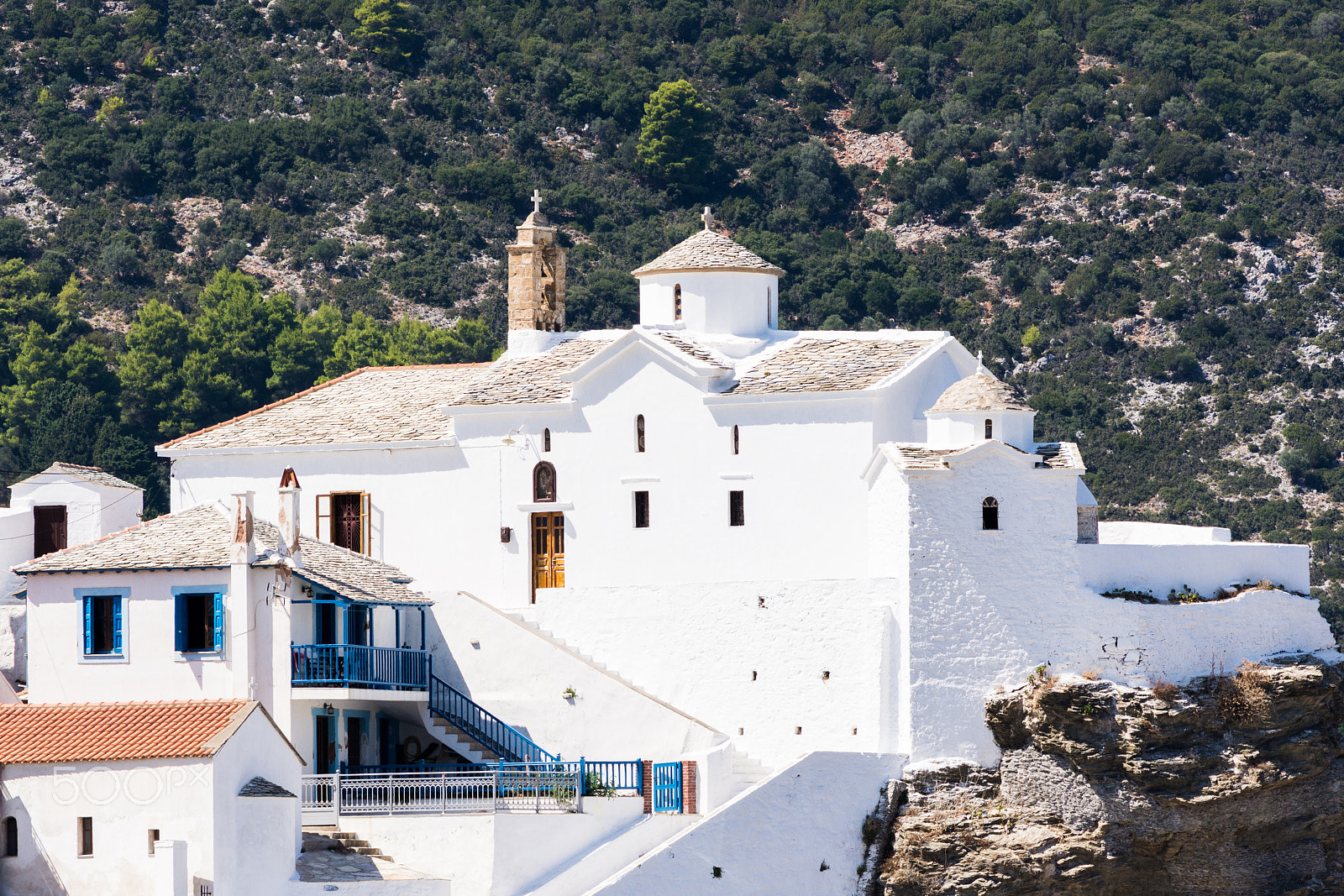Nikon D7100 + AF Nikkor 180mm f/2.8 IF-ED sample photo. Church in town of skopelos photography