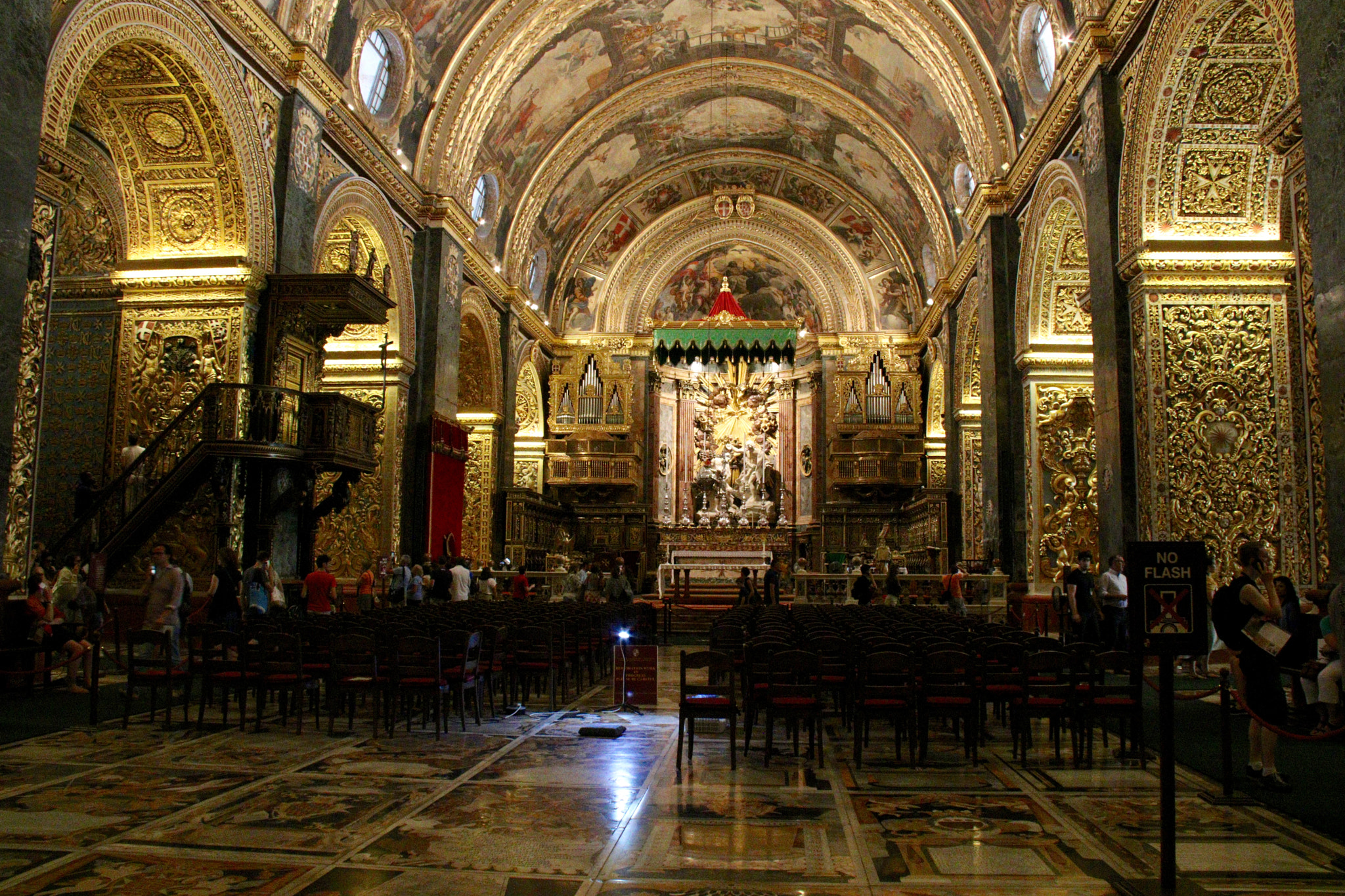 Canon EF-S 18-200mm F3.5-5.6 IS sample photo. Inside st johns cathedral valletta. no flash allowed so a bit dark. photography
