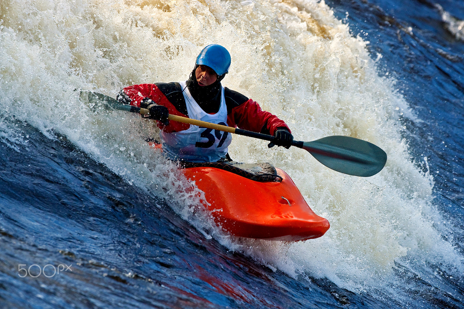 Canon EOS-1D Mark III sample photo. Freestyle kayak on whitewater photography