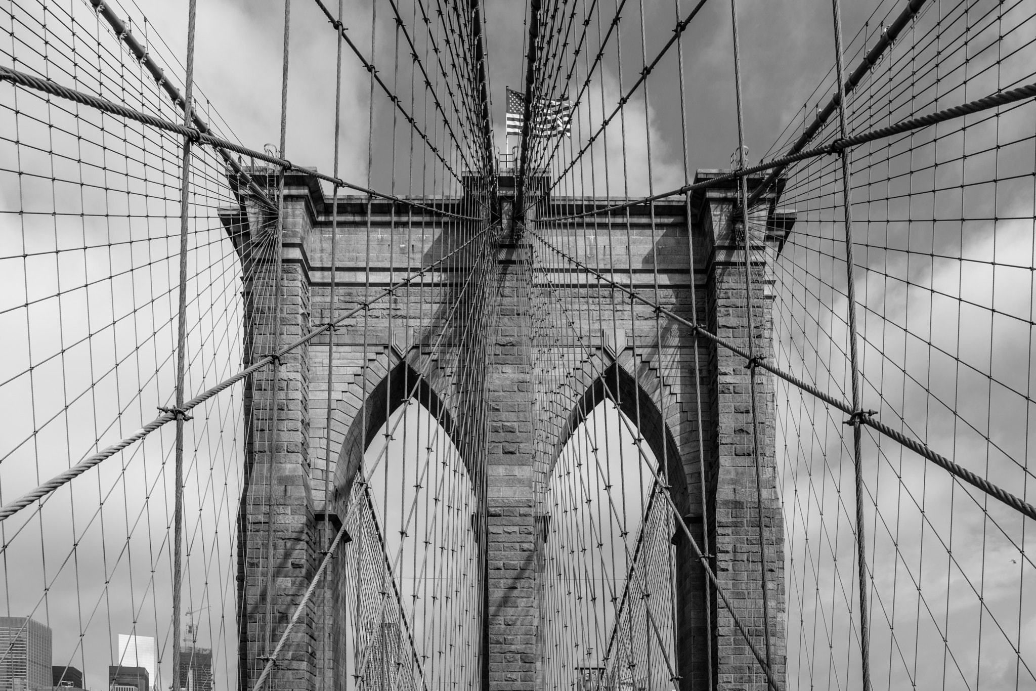 Sigma 24-70mm F2.8 EX DG Macro sample photo. Brooklyn bridge b&w photography