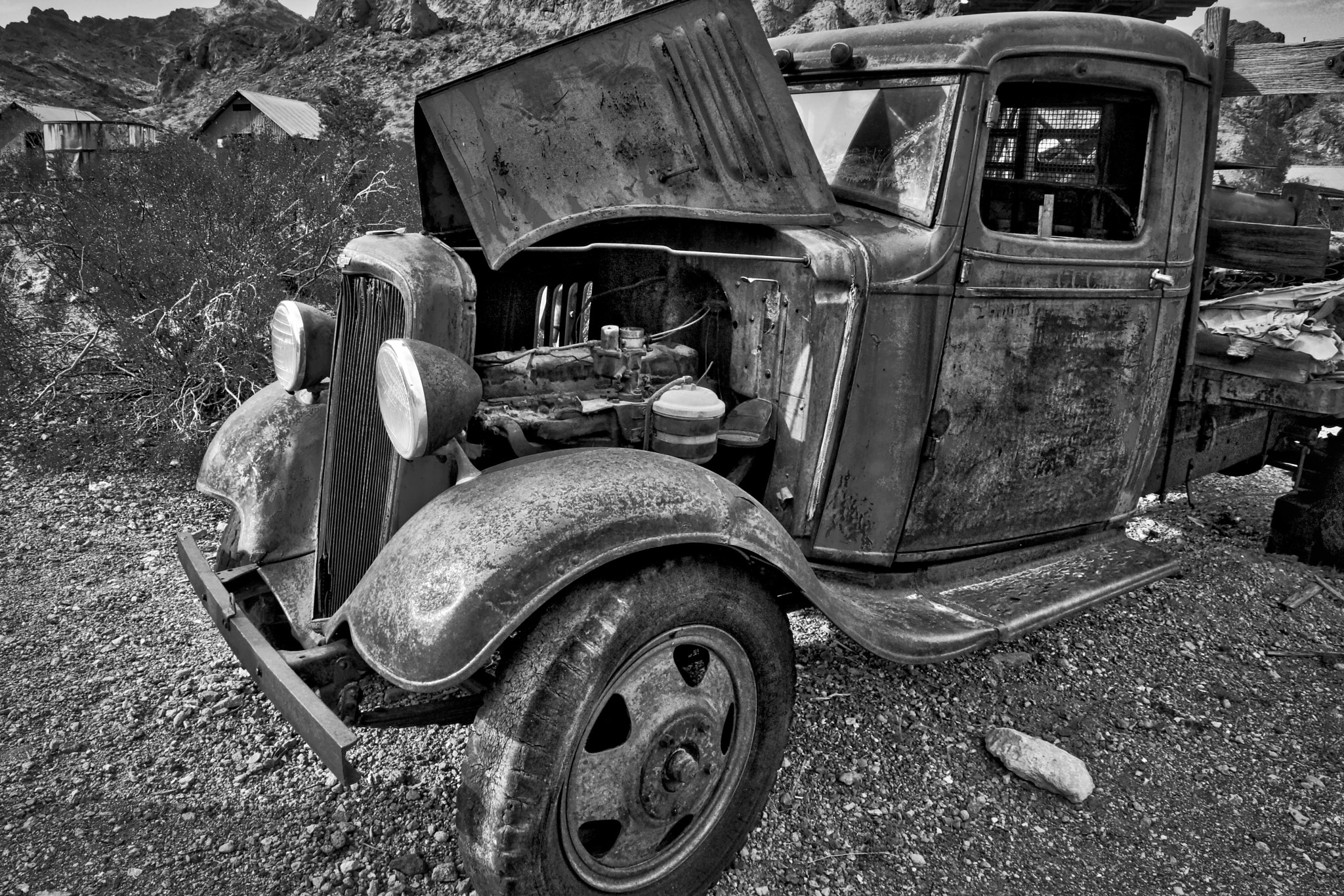 Hasselblad Lunar sample photo. Chevy flatbed in b&w photography