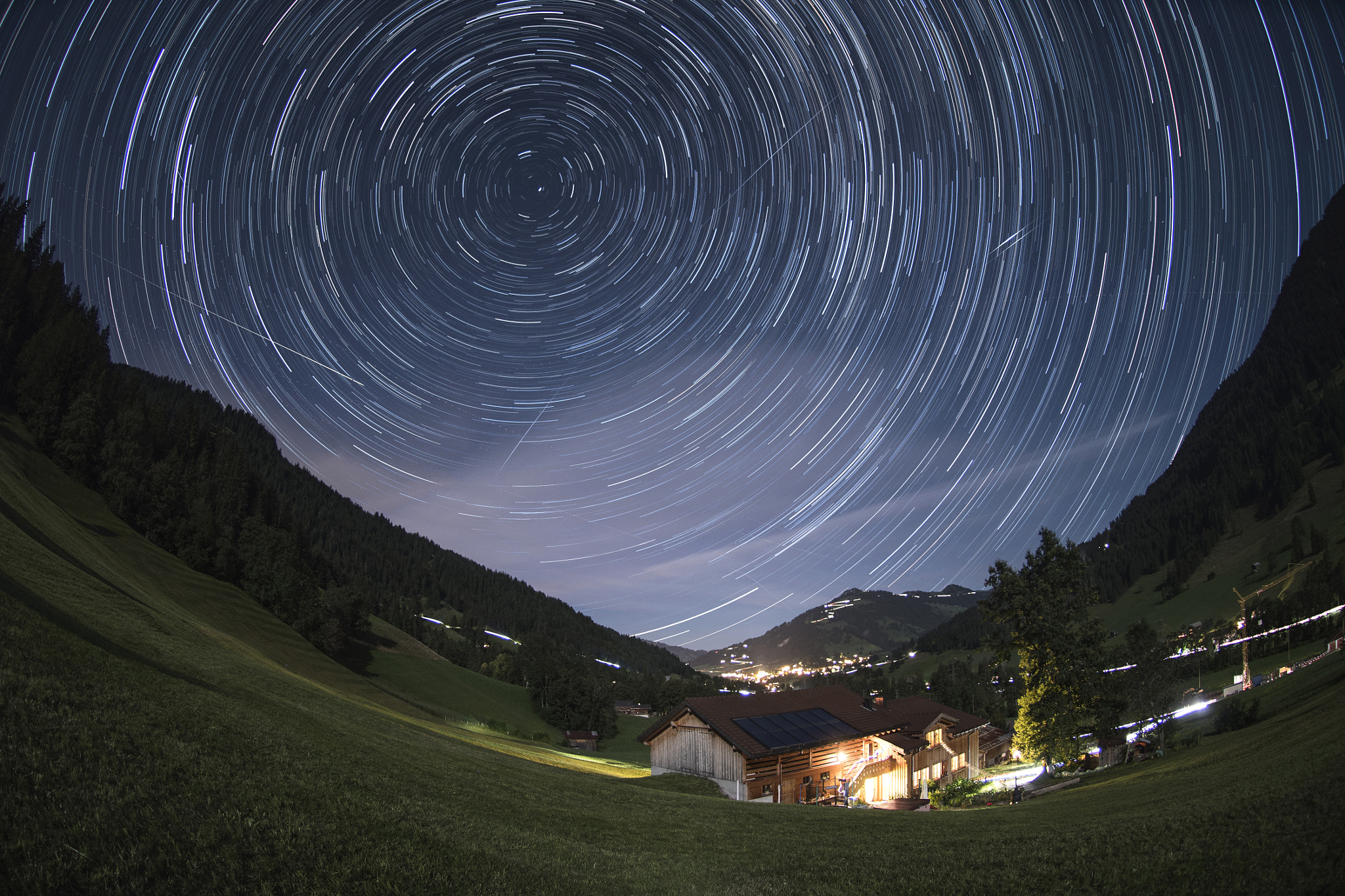 Nikon AF DX Fisheye-Nikkor 10.5mm F2.8G ED sample photo. Grund b. gstaad by night photography