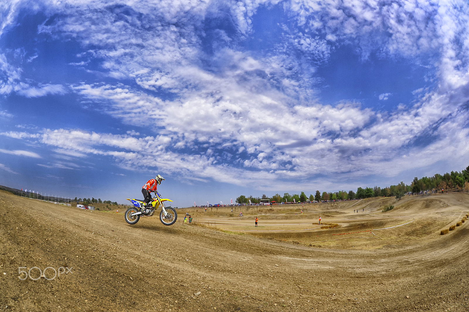 Nikon D700 + Sigma 15mm F2.8 EX DG Diagonal Fisheye sample photo. Motocross & sky photography