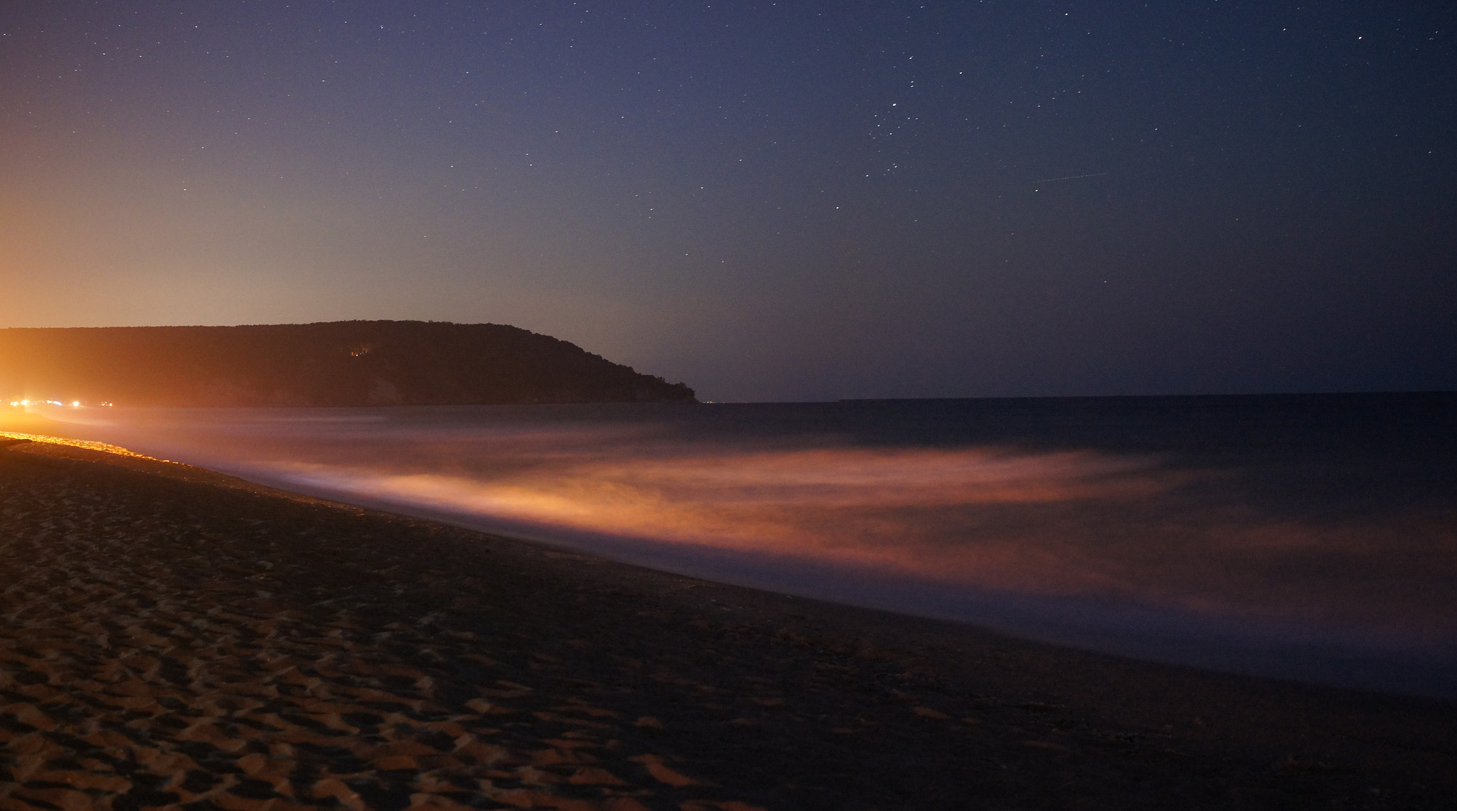 Sony Alpha NEX-C3 sample photo. Fire lights over the sea photography